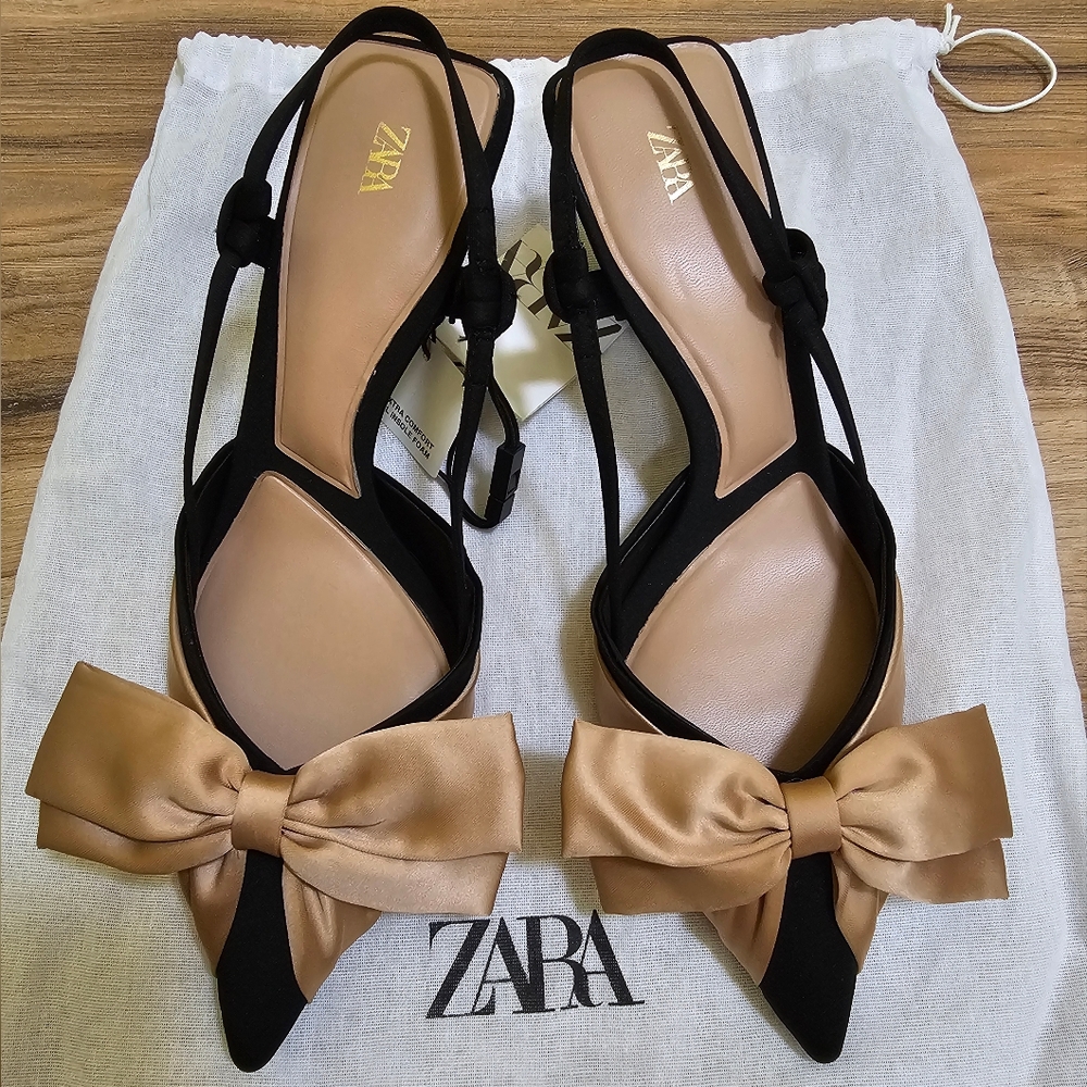 Zara, BOW TRIM SLINGBACKS, US 7.5 - Picture 2 of 14